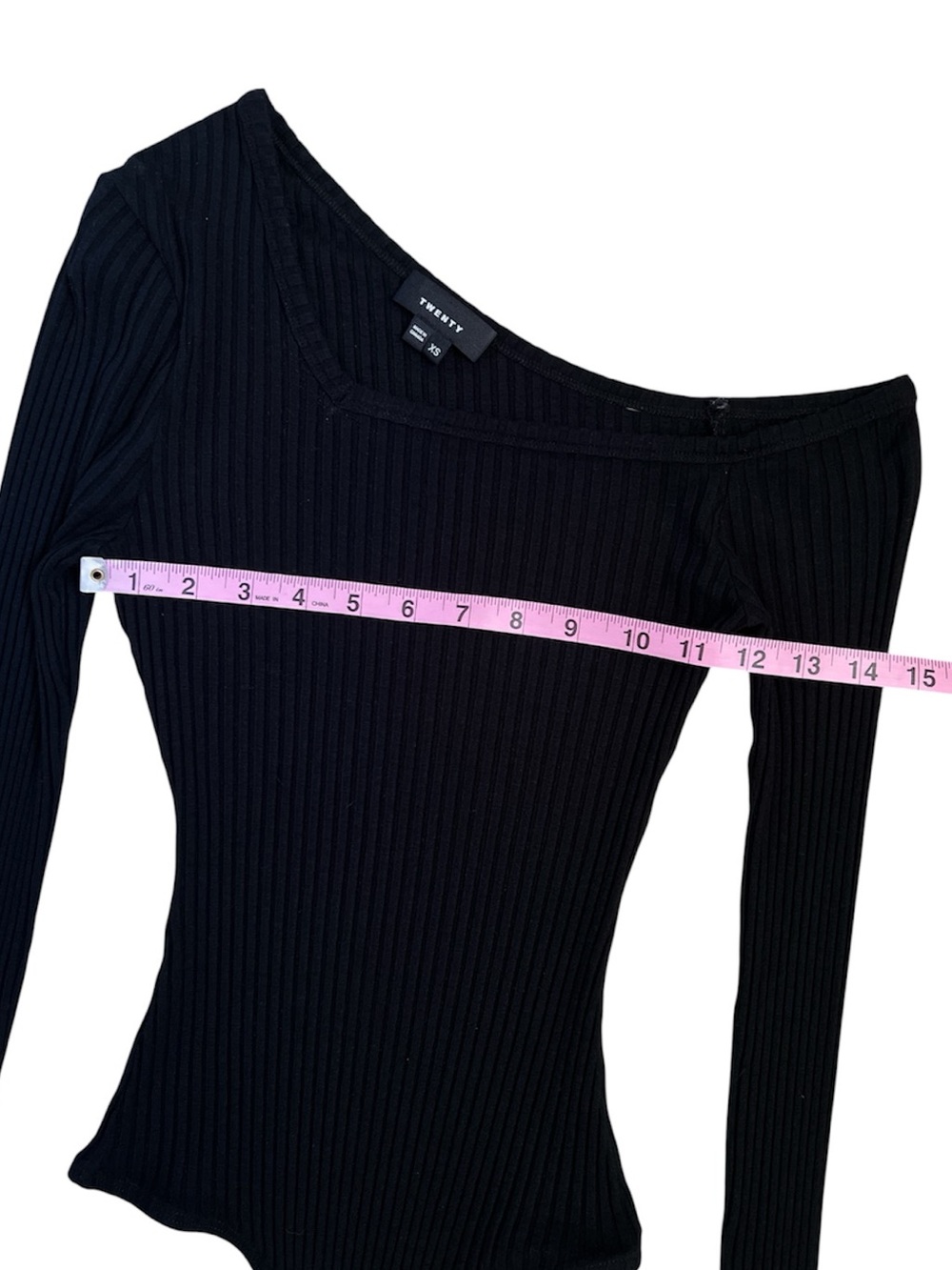 TWENTY TEES Harmony Ribbed Off Shoulder Bodysuit Top Black XS - Picture 6 of 8